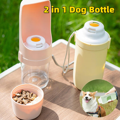 Botella de Agua 2 en 1 para Viajes con Perros - Dispensador Portátil y Alimentador | Accesorios para Mascotas