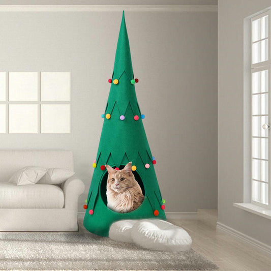 Tienda Navideña Plegable para Mascotas - Árbol de Navidad de Fieltro Pekmex | Para gatos