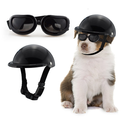 Casco y Gafas para Mascotas - Conjunto Casual para Perros y Gatos, Protección y Estilo en Todas las Estaciones